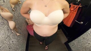 PBelle27 MILF Big Tits Trying On Bras in Lingerie Store Changing Room