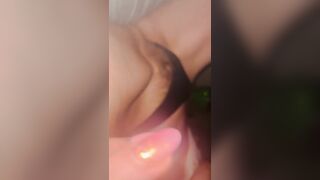 Horny hairy Strawberry Blonde milf enjoys herself fingering vibrator while watching porn cums hard