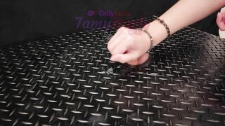 Footjob Rubber Carpet and Hot Glue Experiment with TamyStarly - CBT, Ballbusting, Feet Fetish