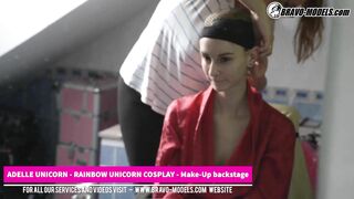 Adelle Unicorn Makeup backstage from photoshoot