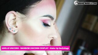 Adelle Unicorn Makeup backstage from photoshoot
