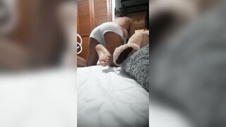 My girlfriend sends me a video trying on her sister's clothes and then masturbating