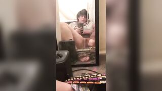 Chubby Teen using hairbrush for masturbating