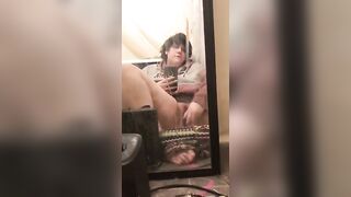 Chubby Teen using hairbrush for masturbating