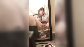 Chubby Teen using hairbrush for masturbating