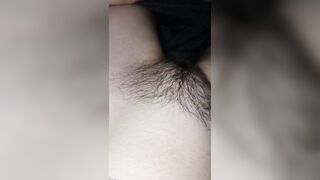 Rubbing Hairy pussy feels so good