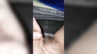 Rubbing Hairy pussy feels so good