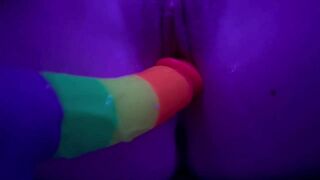 Babe trying out new rainbow toy