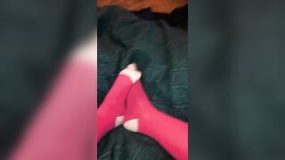 My tiny petite feet in colorful socks ????