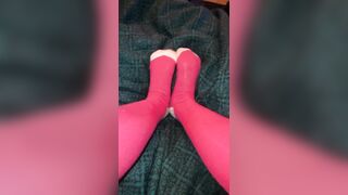 My tiny petite feet in colorful socks ????