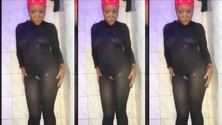 Ebony Catsuit Wet Dildo Bate