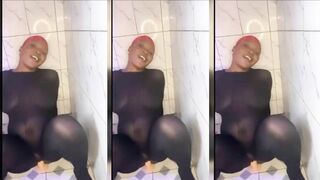 Ebony Catsuit Wet Dildo Bate