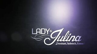 Cock bondage and orgasm control for the latex servant of Lady Julina