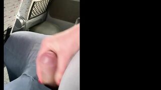 Almost got Caught Jerking off Husband's Cock on the Bus... but he still Cum