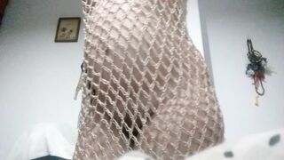 Pregnant redhead wife in fishnet dress - sexy amateur homemade video - hot pregnancy ginger milf