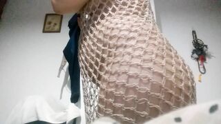 Pregnant redhead wife in fishnet dress - sexy amateur homemade video - hot pregnancy ginger milf