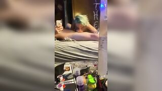 Green haired slut