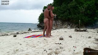 Amazing sex on a nude beach - Amateur Russian couple