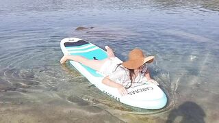 Hairy Pussy CREAMPIE on a small Mediterranean Sea islet # Unexpected quick sex while kayaking around