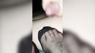 Cum on feet with stockings compilation - litres of hot cum on my wifes best friends feet