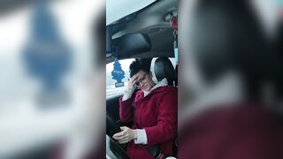 Nerdy girl changes into slut on her drive home from work