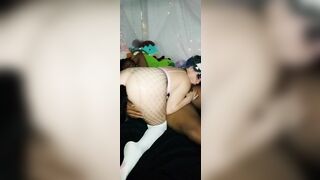 Humped daddy's leg then sucked his cock