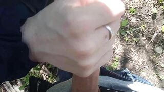 Outdoor blowjob and handjob