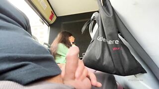 A stranger girl jerked off and sucked my cock in a public bus full of people