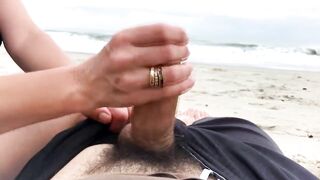 Cum in my anus right on the beach!